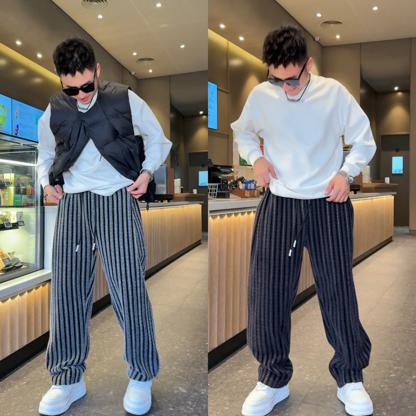 【直播间同款】彩织条纹休闲裤秋季重磅男款高品质宽松垂感直筒裤