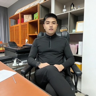 轻奢商务休闲长袖T恤上衣男冬季加绒时尚户外品质半拉链打底卫衣