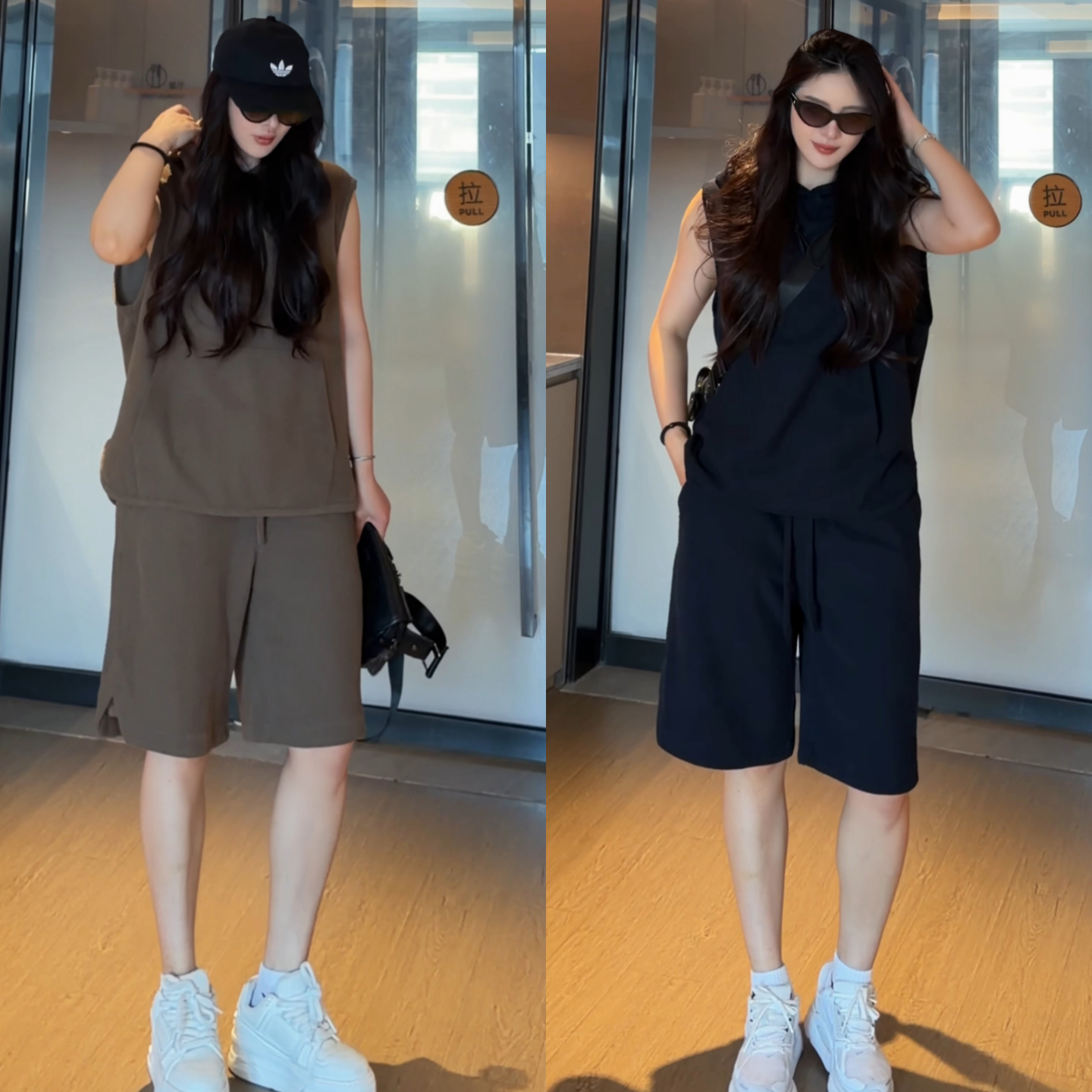 高级感夏季新款休闲痞帅时尚潮流百搭运动马甲纯色短裤两件套套装