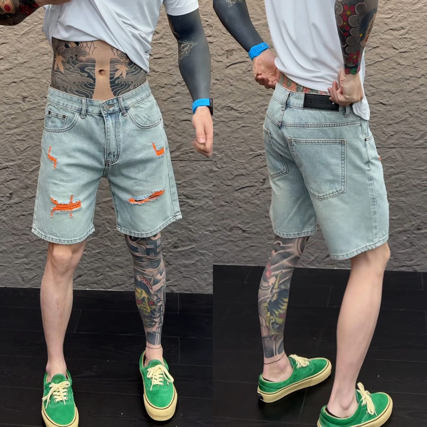 夏季男款百搭舒适潮流简约个性帅气爆款耐磨破洞设计透气牛仔短裤