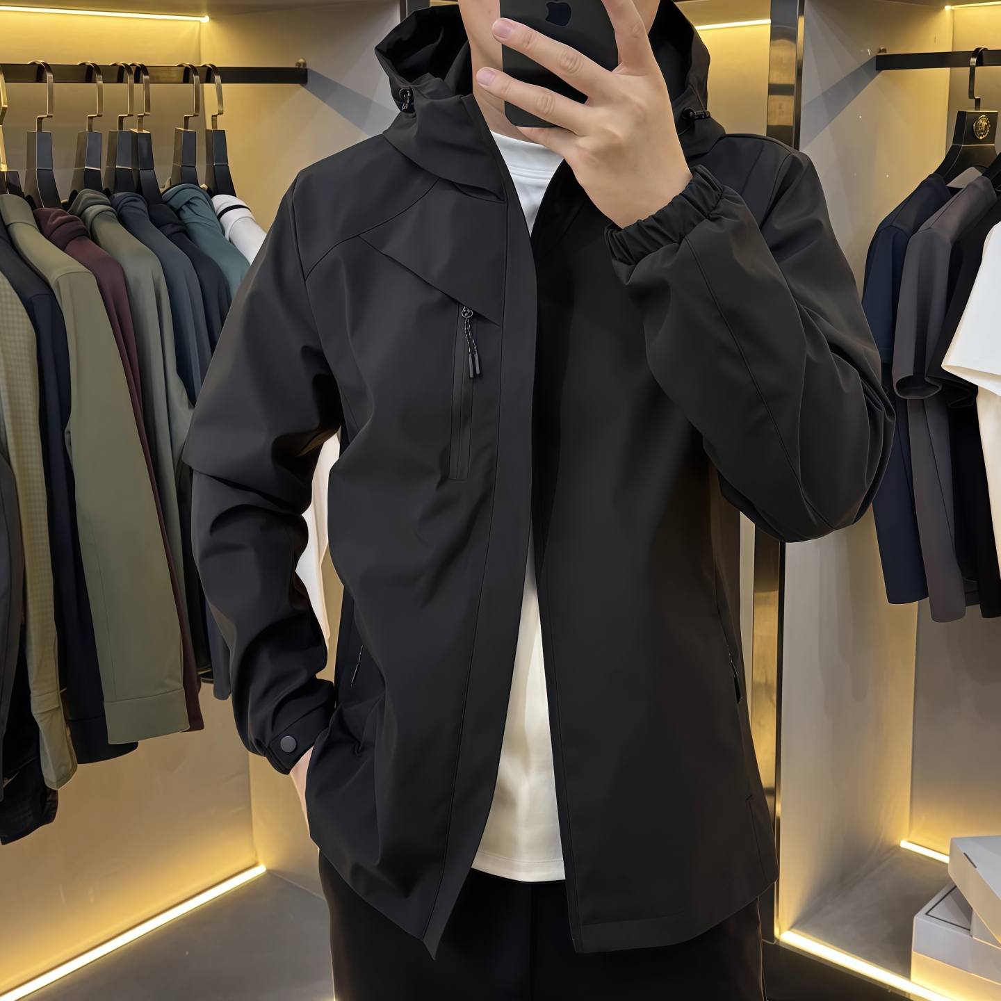 秋季冲锋衣男士休闲百搭连帽外套商务休闲户外运动夹克百搭舒适潮