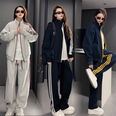 男女同款美式撞色运动卫衣套装