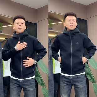 秋季新款男士连帽卫衣外套立体裁剪拼接设计休闲运动外套男女同款