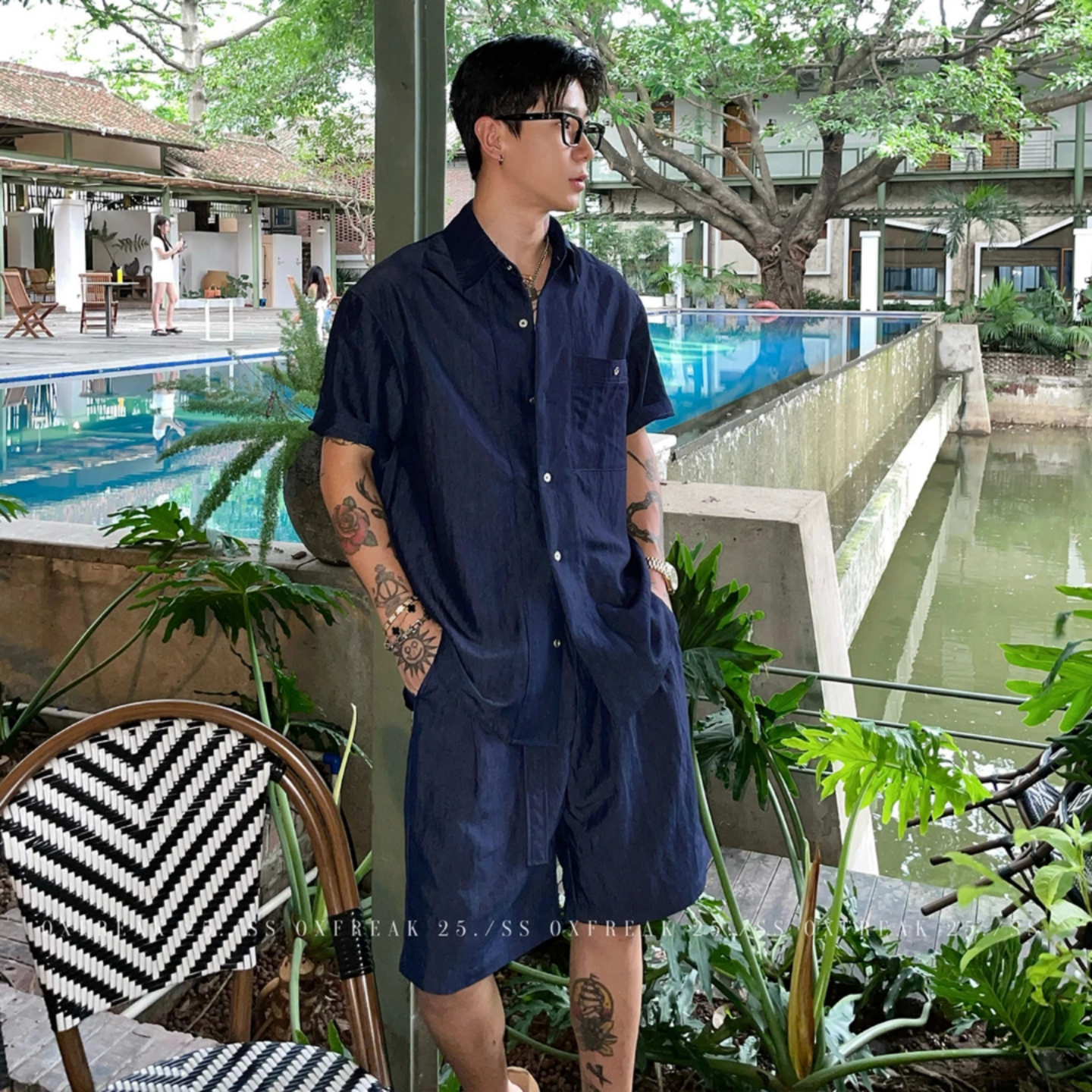 夏季老钱风高级感套装男