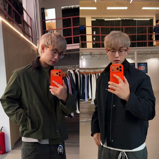 极简风拼接翻领飞行员夹克男秋季美式巴恩风休闲潮流外套痞帅高街