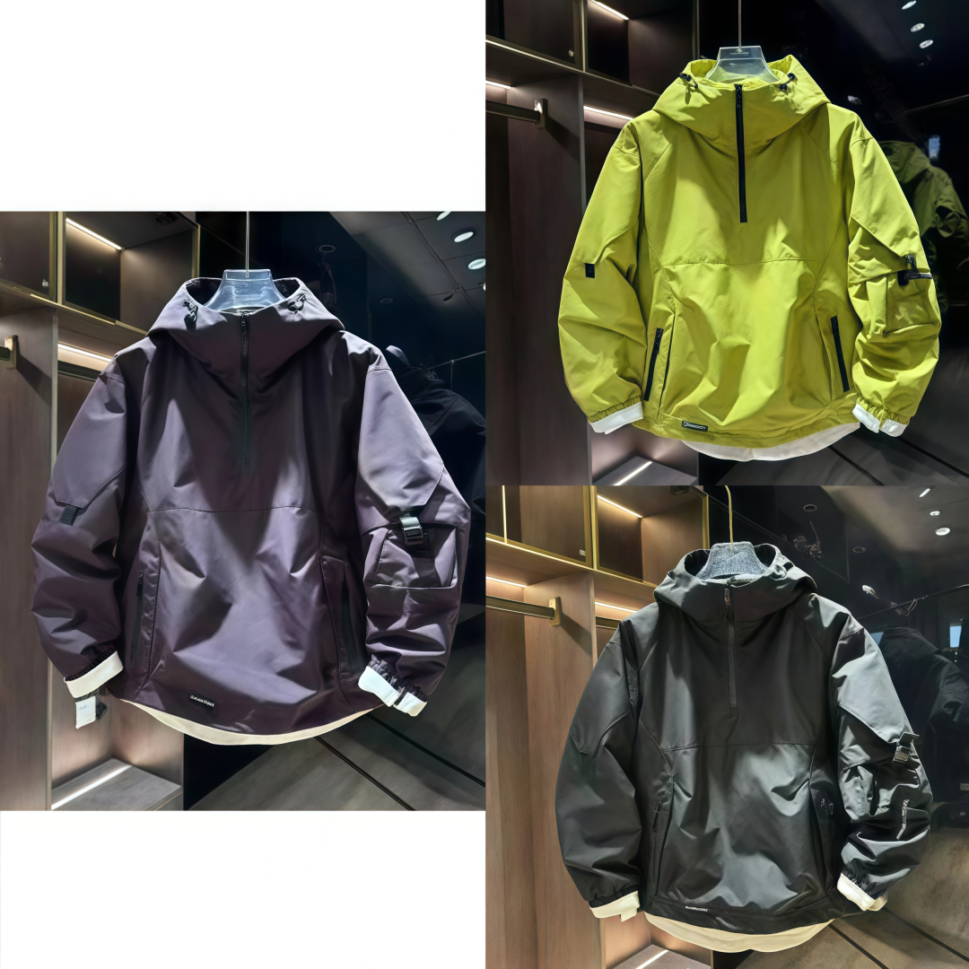 春季上新男士卫衣外套时尚休闲运动风连帽户外男款套头冲锋衣版型