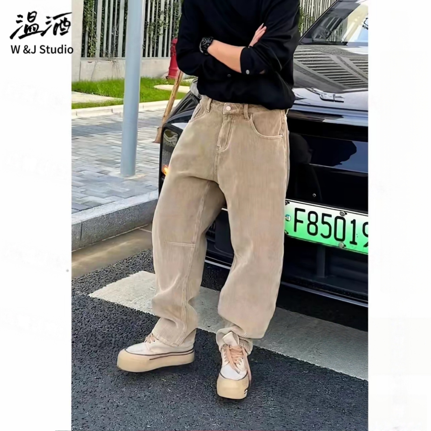 男士重磅加绒工装裤弯刀休闲裤