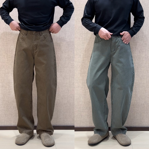 秋季重磅休闲裤男士弯刀裤韩版潮流男裤小众设计感简约纯色休闲男
