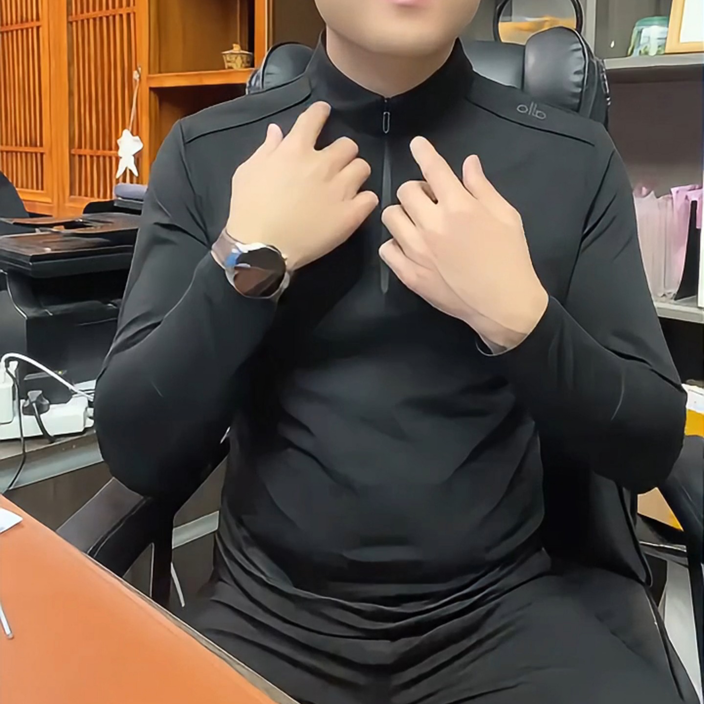 轻奢商务休闲长袖T恤上衣男冬季加绒时尚户外品质半拉链打底卫衣