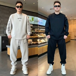 潮牌圆领加厚卫衣运动套装男士洋气时尚潮流重工休闲裤潮流两件套