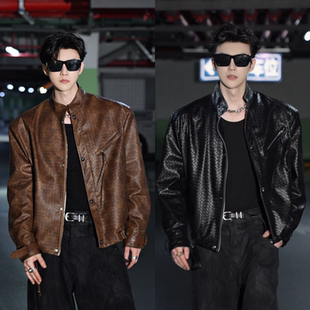秋季 男士 新品 复古设计款 休闲皮衣外套潮流机车夹克 美式 直播间同款