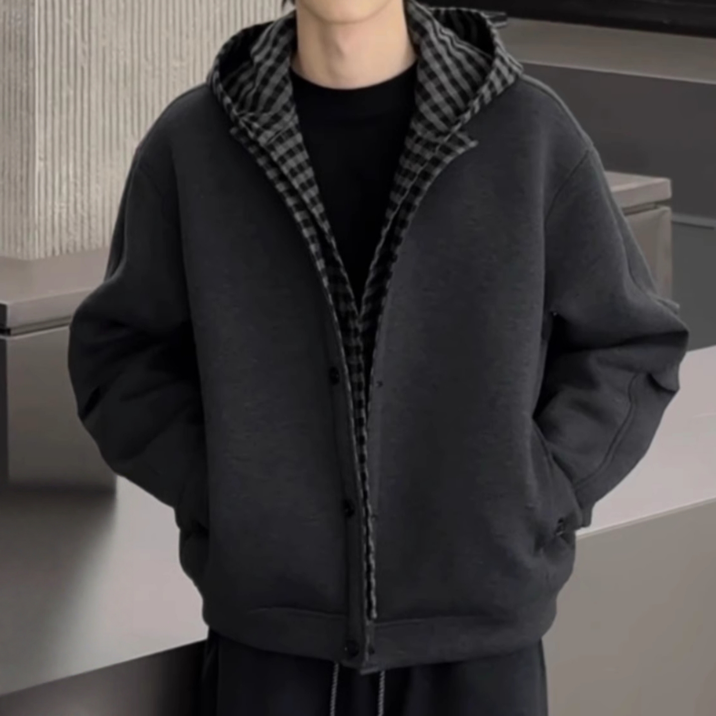 冬季百搭开衫连帽卫衣外套情侣