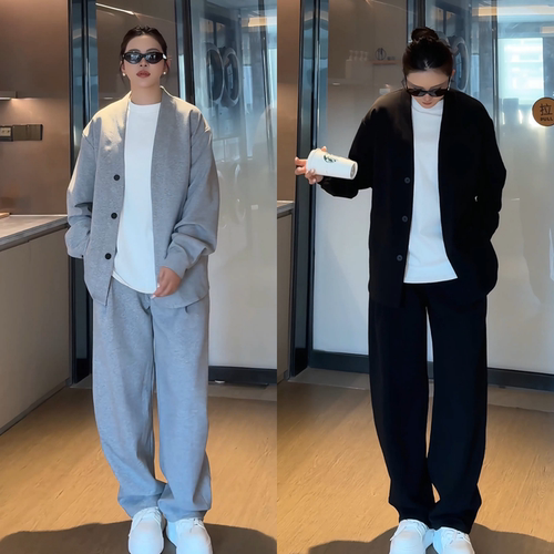 秋季新款复古慵懒风套装男女同款