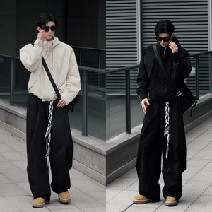 直播间同款秋季潮流美式户外工装冲锋衣连帽夹克百搭长裤套装男装