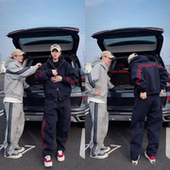 休闲运动套装 男士 三条杠拼连帽卫衣外套重磅休闲卫裤 秋季 男女同款