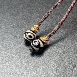 三眼图腾圆珠6mm弟子珠顶珠腰珠配珠天时地利人和文玩配饰