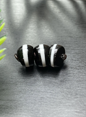 珠改黑白一线药师斜切珠大肠配饰尺寸6mm文玩菩提配饰