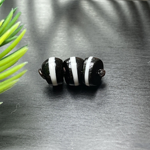 珠改黑白一线药师斜切珠大肠配饰尺寸6mm文玩菩提配饰