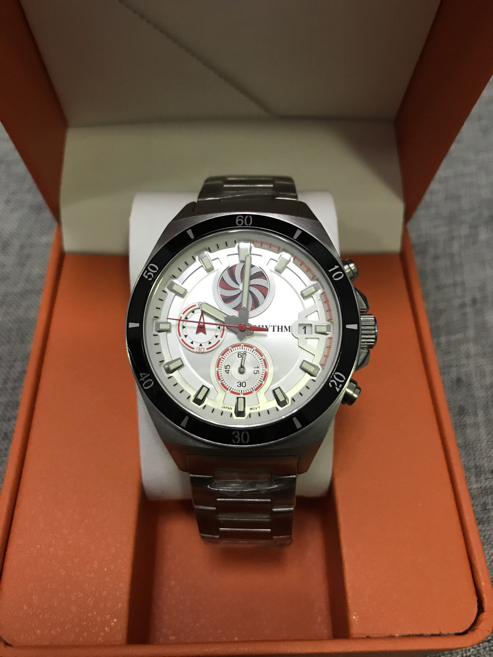 正品RHYTHM进口日本丽声手表男款 表盘尺寸:42mm