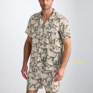 Rose英国代购 四季 进口男士 凉感休闲轻奢短袖 亚麻睡衣套装 Derek