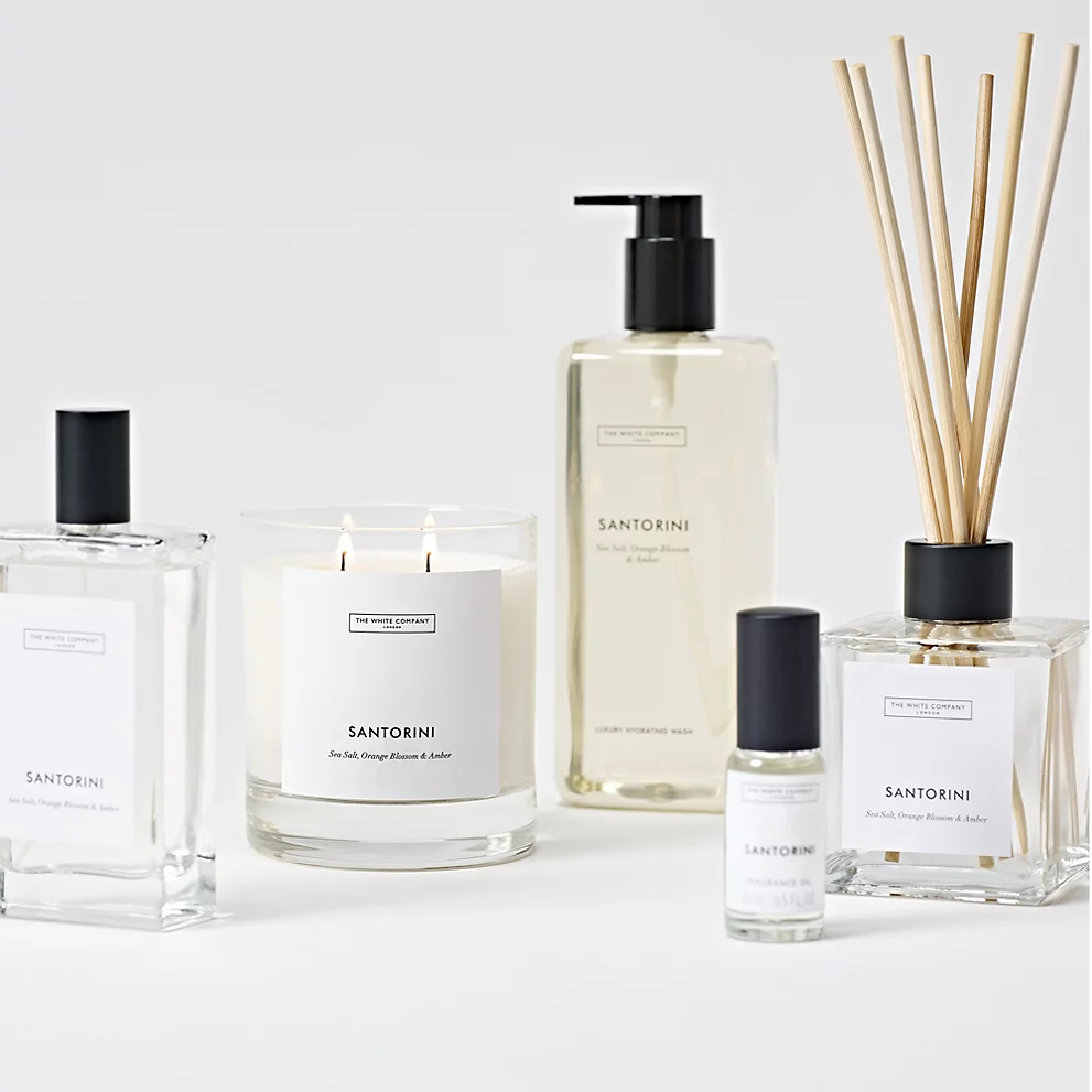 The white company英国代购Santorini香薰蜡烛藤条海盐柑橘夏季