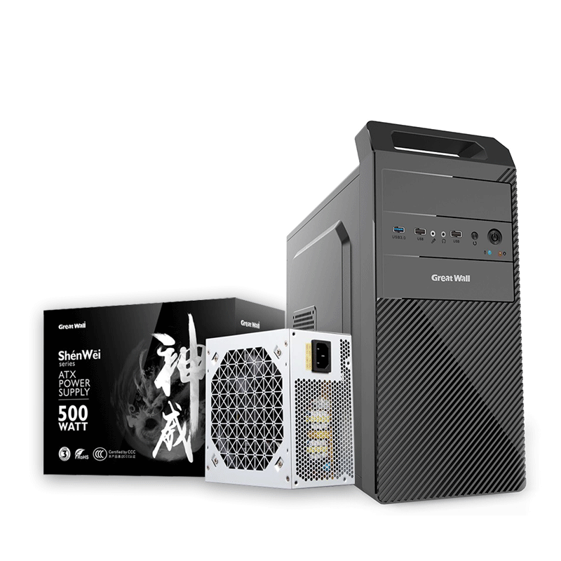 만리장성 섀시 SHANGQI R-20+ 만리장성 정격 500W 전원 공급 장치 데스크탑 자동 사무실 섀시 전원 공급 장치