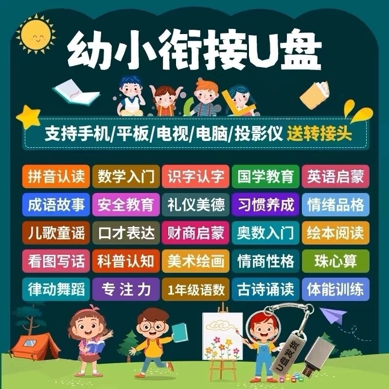 幼小衔接教学视频学前班教育课程数学拼音识字启蒙早教网课U盘