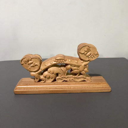 手工雕刻浮雕木雕工艺品木梳如意底座梳子托架托座摆件收藏品礼品