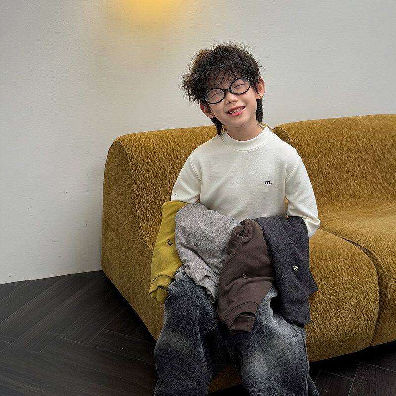 男童打底衫儿童秋冬韩版2026新款加绒牛仔裤童装保暖百搭潮套装