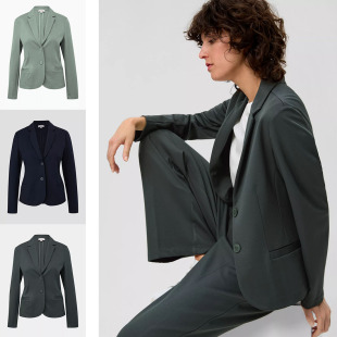 柔软无拘束针织斜纹布简约纯色立体裁剪2扣短通勤小西装 4色有大码