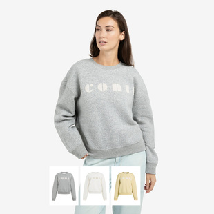 宽松廓形裁剪棉混纺拉绒内里植绒logo圆领长袖 卫衣3色