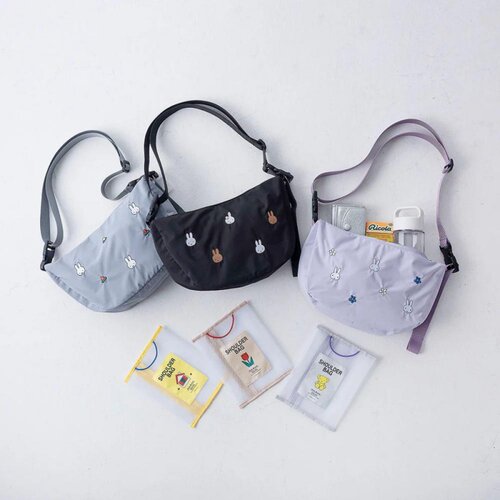 日系卡通可爱兔子斜挎包可折叠单肩包外出收纳包小巧手拎包