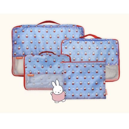 蓝色卡通兔子印花收纳包四件套旅行出差衣物分装轻便收纳袋