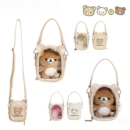 卡通可爱pvc透明娃包12cm溜娃包娃娃外出包防尘展示玩偶收纳痛包