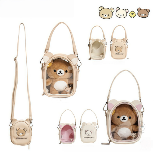 卡通可爱pvc透明娃包12cm溜娃包娃娃外出包防尘展示玩偶收纳痛包