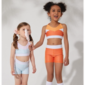 清新少女高弹撞色印花儿童速干衣瑜伽服套装 跑步健身紧身运动装
