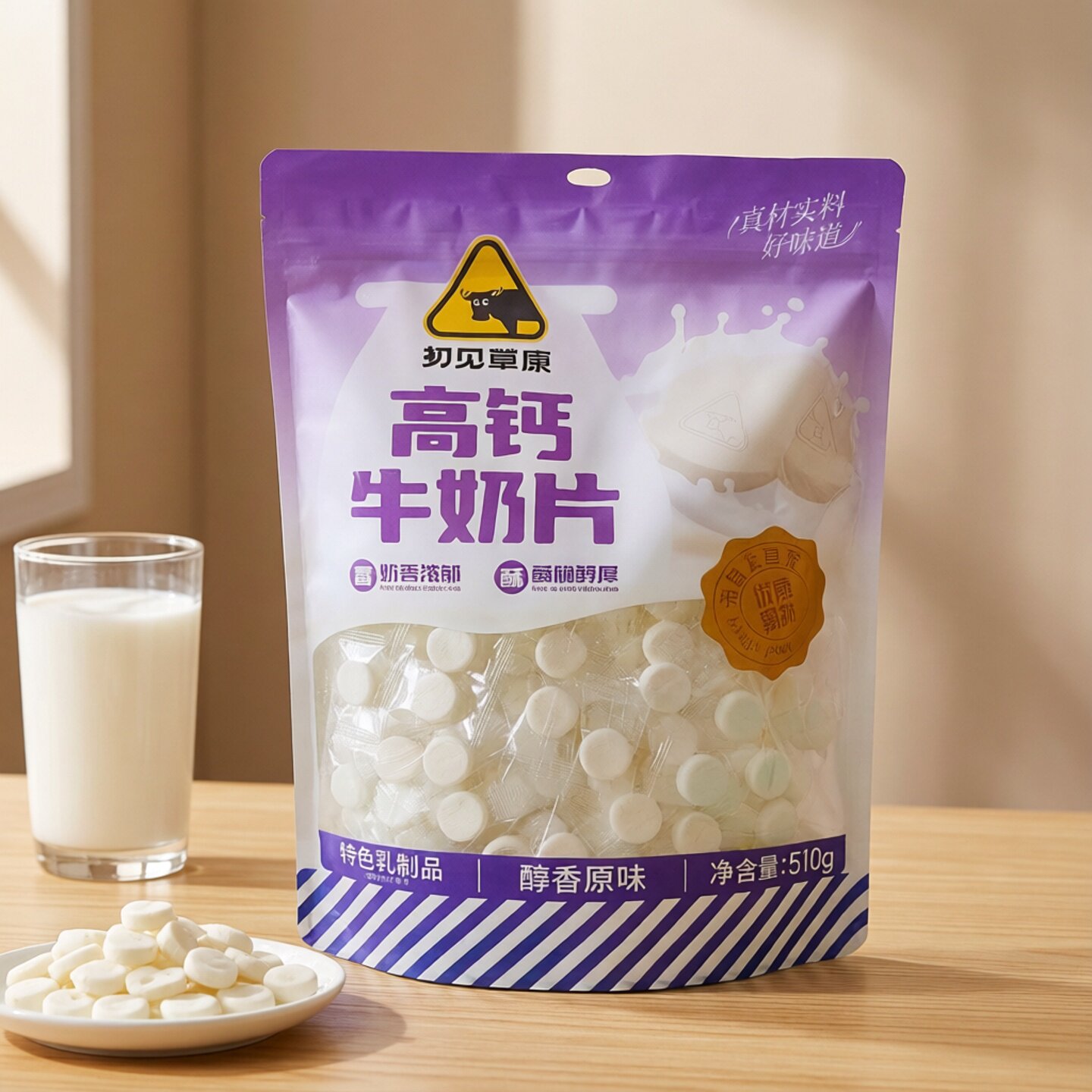 初见草原高钙牛奶片配料简单酥脆奶香味浓内蒙古特产儿童成人零食