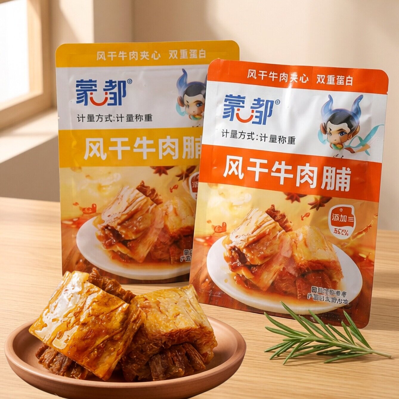 蒙都风干牛肉豆脯内蒙特产儿童成人休闲清真零食真空包装荤素搭配