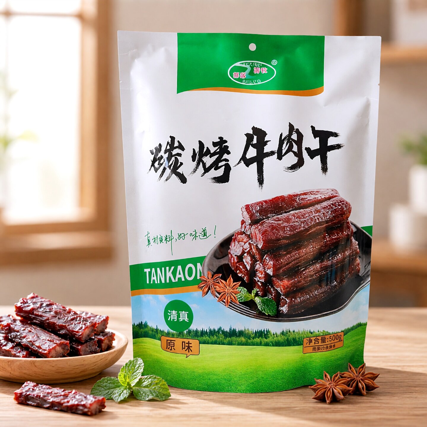 游牧部落炭烤牛肉干内蒙古特产清真食品成人休闲食品即食熟食