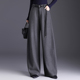 女宽松显瘦垂感休闲拖地长裤 高端秋冬新款 极简风高腰绵羊毛阔腿裤