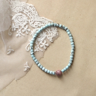 #孤品# 望远山而前行 - 铁线很美 天然原矿绿松石手串 小众新中式