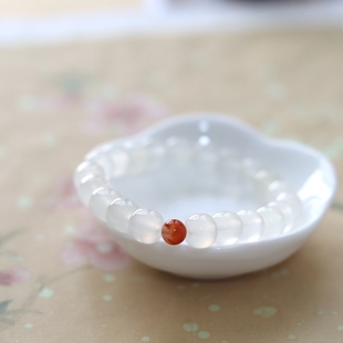 荔枝冻 南红里 冰润白色南红玛瑙手串情侣节日礼物 一物一图