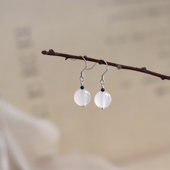 考研上岸新中式 以如愿为安 天然荔枝冻玛瑙s925银耳环 汉服耳饰