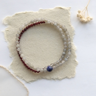 迷雾森林 秋冬氛围感双圈拉长石手串 当安可拉红遇见格雷灰