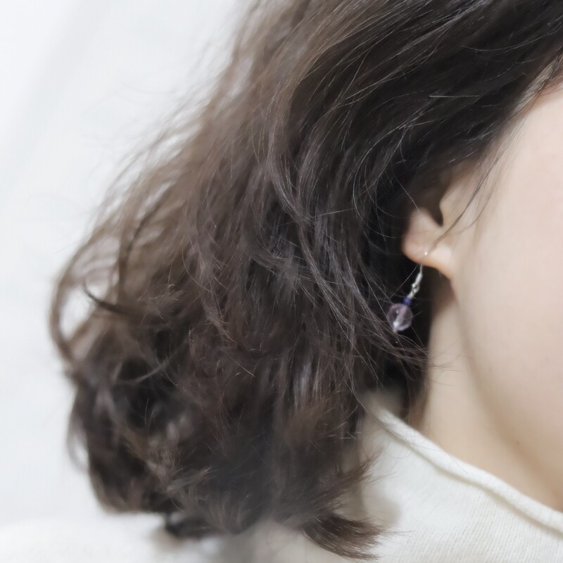 BEI DAO에서 보낸 편지 - 천연 자수정 S  귀걸이 명절 선물