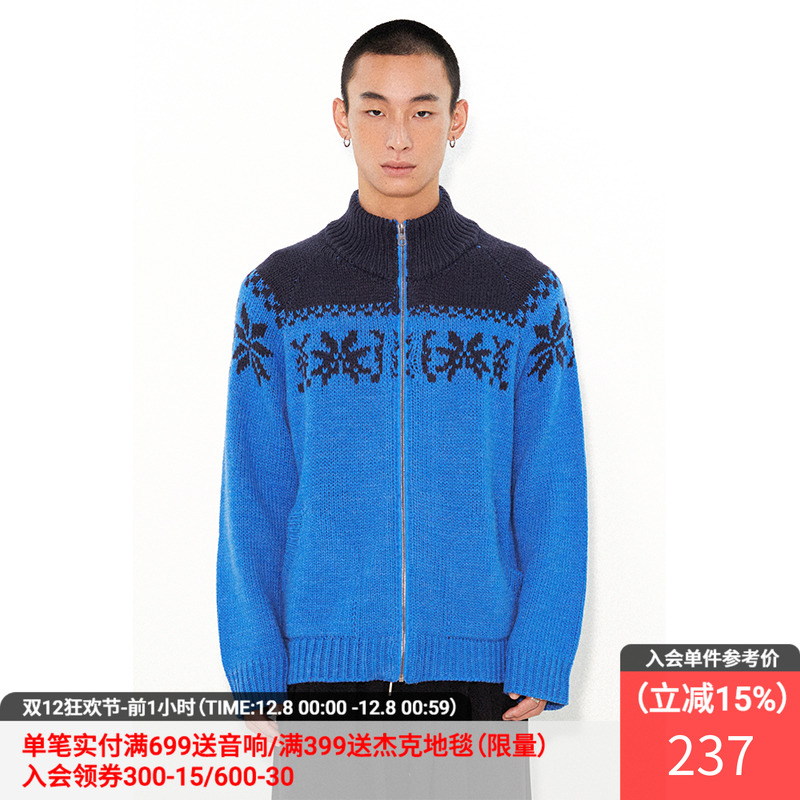 物理少年半高领拉链毛衣开衫