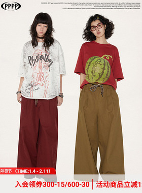 物理少年physical band系列「懒人裤」挺阔宽松织带休闲长裤夏