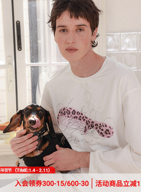 物理少年「不掉头发」烦恼掉头发印花直筒宽松舒适亲肤长袖T恤