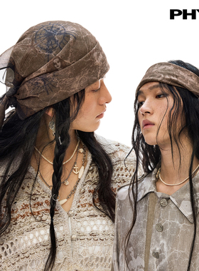 物理少年「海图残页」航海主题印花美人鱼微透薄纱复古头巾方巾