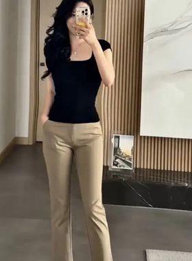 网红夏薄款法棍烟管女裤高腰显瘦通勤休闲西裤小脚直筒九分裤通勤